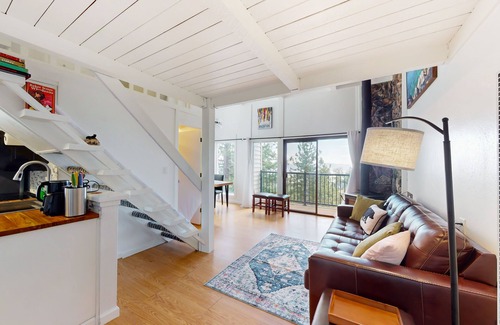 Tahoe Village Condo | Tahoe Village condo in Stateline with mountain views, sleeps 4
