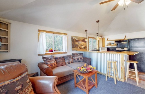 Drake Cabin | Take it EZ private cabin overlooking the river with hot tub 5 min to Estespark !