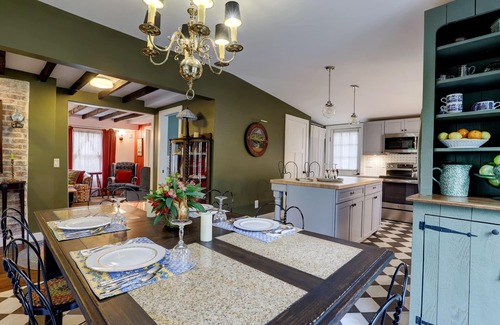 Woodstock Cottage | Tannery Brook Cottage: Terraced Garden with Patio, Cascade and Fire Pit.