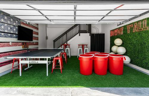 Katie Hill Neighborhood House | The Americana Abode Rooftop Hot Tub Game Room