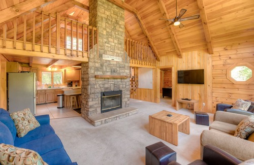 Livingston House | Three-story dog-friendly home with large deck, wood swing, firepit, lawn, & more