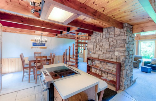 Livingston House | Three-story dog-friendly home with large deck, wood swing, firepit, lawn, & more
