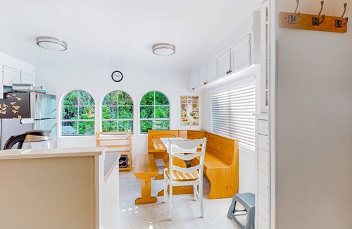 Florence House | Tree-lined coastal home with children's items, gas grill, and washer/dryer