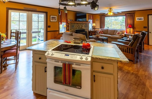 Sylva House | Tree Tops - Comfy Home w/Long Range Mountain Views - Hot Tub! Fire Pit! Great Location!