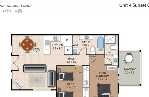 Noosaville Resort | Two Bedroom Deluxe Ground Floor Pool View Apartment