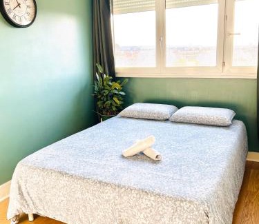 Montrouge Apartment | Un Cocon Vert Canard à côté Paris 14ème - 3 pièce de 70m2 avec 2 chambres et un grand salon lumineux