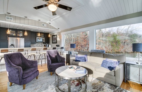 Gladehill House | Unique Smith Mountain Lake Home Over Water w/ Dock