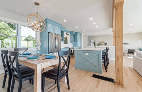 Benton Harbor House | Updated Lake House w/Private Beach, Sunset Views, Hot Tub, Fire Pit & Theater