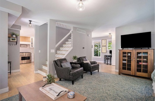 Fennville House | Updated lakefront oasis with private beach, fire pit, amazing views & waterside balcony!