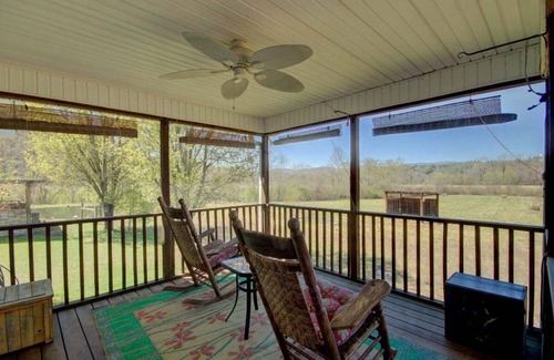 Pisgah Forest House | Vaquero on French Broad River valley near Brevard, one level, Dogs OK, free Biltmore Pass