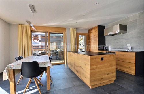 Grimentz Apartment | Very comfortable flat for 7 people, living room, kitchen area with dishwasher, 1 double bedroom, 1 2