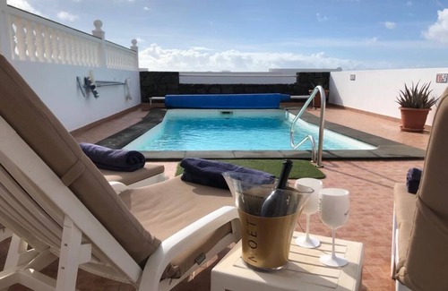 Puerto del Carmen Villa | Villa 2 bedrooms, with private heated pool, sea and mountain views, WIFI