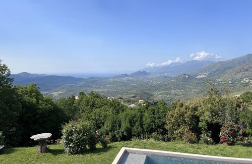 Vallecalle Villa | Villa Albitru - Domaine Romella - Private swimming pool and sauna - View of the Gulf of St Florent