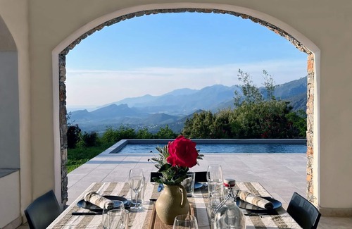 Vallecalle Villa | Villa Albitru - Domaine Romella - Private swimming pool and sauna - View of the Gulf of St Florent