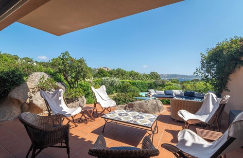 Punta Sardegna Villa | Villa 'Viola Con Piscina E Giardino' with Sea View, Private Pool and Wi-Fi