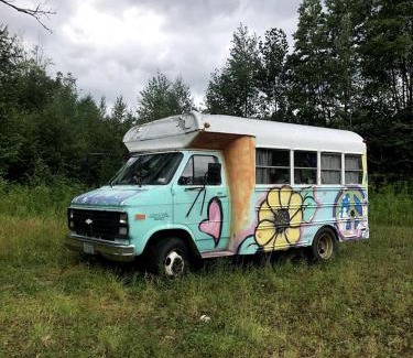 Chatham House | Vintage Short Bus Vacation Rental Nestled in the Forest near North Conway, New Hampshire
