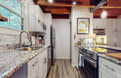 West Hartford Condo | Walk-to-village end-unit condo, mountain views, large deck, woodstove, bbq, a/c