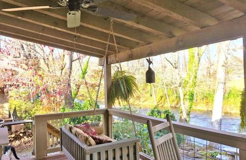 Bryson City House | Water's Edge ~ Covered Porch w/Deep Creek as your Backyard Haven