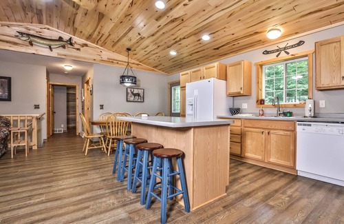 Mercer House | Water-view home in great location with private dock, 2 kayaks, firepit, deck