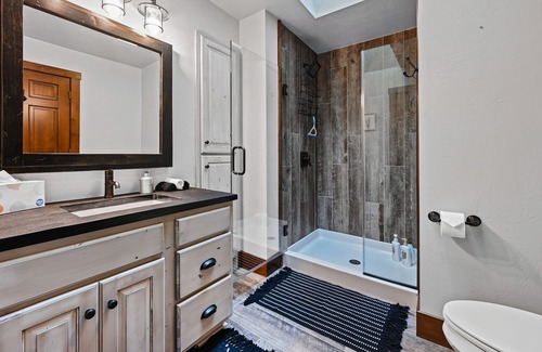 Sturgeon Bay Cabin | Water view on a bluff- Bay side with hot tub
