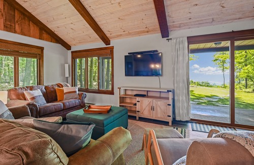 Sturgeon Bay Cabin | Water view on a bluff- Bay side with hot tub