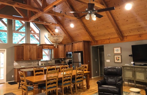 Cullowhee House | Waterfall Cove on Lake Glenville, Lakefront Home with Dock, 5BR, 3Ba, Sleeps 10+