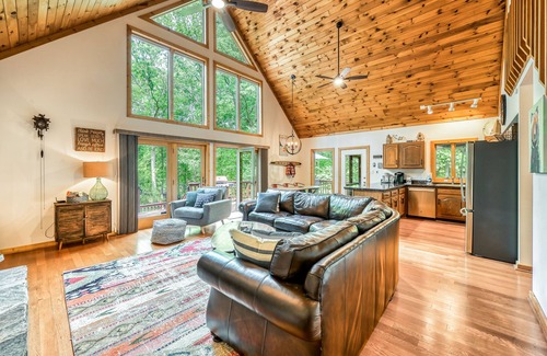 Mineral House | Waterfront cabin with private dock, hot tub, sundeck, outdoor areas, & W/D