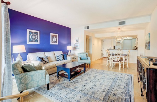 Shelter Cove Condo | Waterfront condo with walkable locale, central AC, washer/dryer, & shared pool