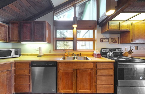 Joseph House | Waterfront dog-friendly home with lake view, private dock, deck, fireplace