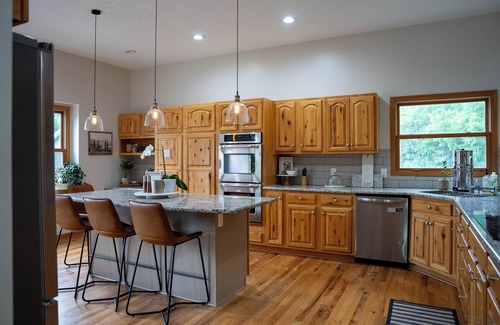 Battle Creek House | Waterfront Family Lake House Lux Decor, Electric Fire Pit + More