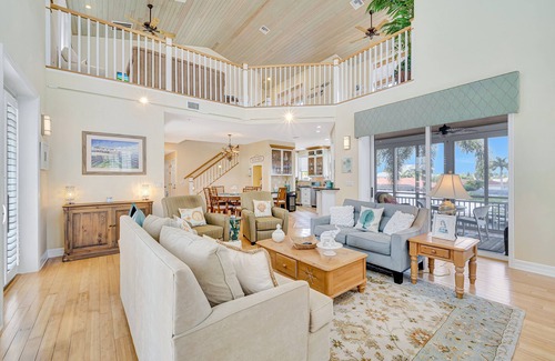 Matlacha House | Waterfront home with private pool, dock, patio, balconies, & bikes