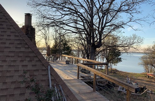 Sand Springs Cabin | Waterfront-Keystone Lake Secluded Retreat with Large Deck & Private Boat Dock