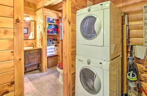 East Wakefield Cabin | Waterfront Log Cabin w/ Hot Tub & Fire Pit!