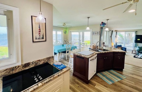 Morehead City House | Waterfront w/New Saltwater Heated Pool, Private Pier and Basketball Hoop.