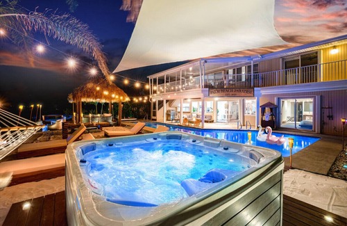Florida North Atlantic Coast Villa | Waterfront w/Beach Htd Pool Cinema Game Room Tiki