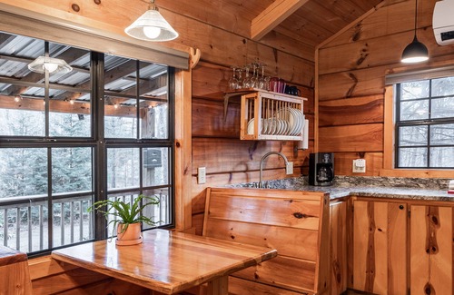 Hot Springs Cabin | Wooded Couples Log Cabin w/Hot Tub (Pet-friendly)