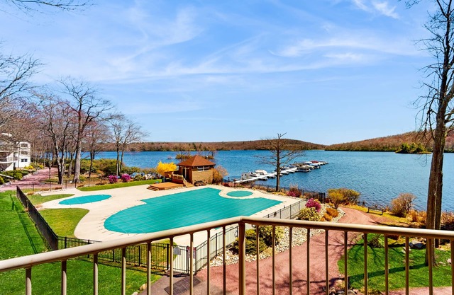 1st-floor lakefront condo with mountain views & pool - near ski/hiking