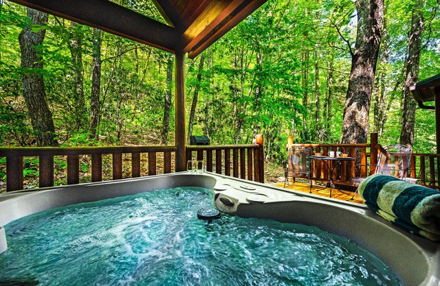 2 Bed/2Bath Cabin w/Private Hot Tub! Backs to GSMNP & 5 min to park entrance!