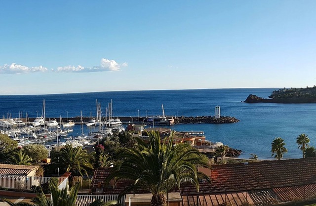 2-room apartment with air conditioning + wifi, 18m² terrace facing the sea, private parking