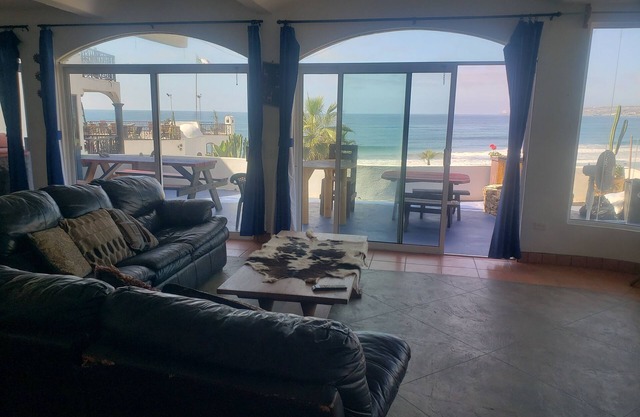 3 bedroom oceanfront villa - large terrace, pool, jacuzzi, fire pit, bbq & beach