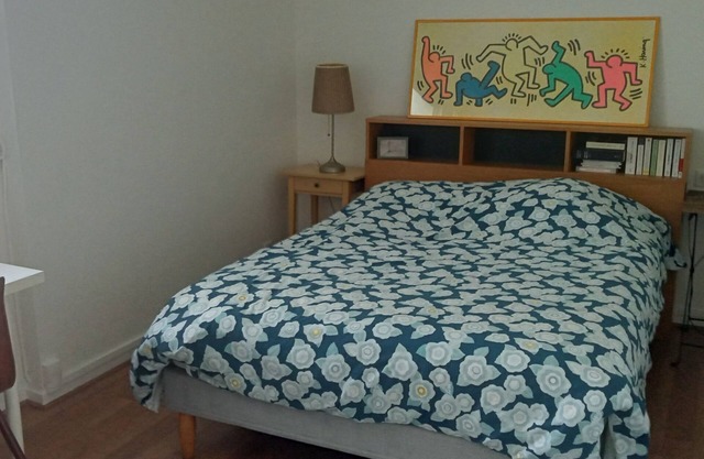 Apartment in a typical neighborhood overlooking Paris and the Eiffel Tower.