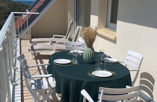 Apartment with bright sunny balcony