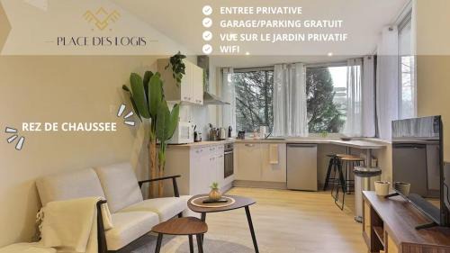 Appartement 1 chambre, rez de chaussée avec garage