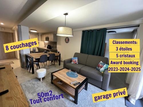 ARC 1800 Appartement 6-8 pers,5 cristaux, avec garage