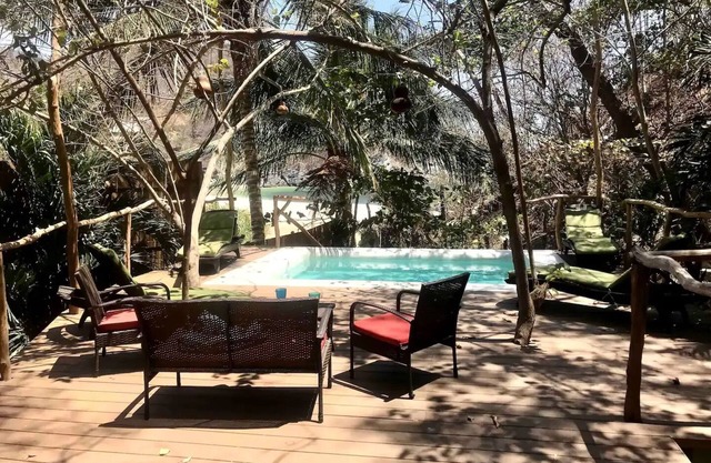 Beachfront tree cabin with deck pool