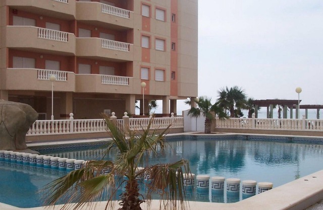 Beachside Apartment with Pool, Terrace & Parking, 2-BR, La Manga, Pets Allowed