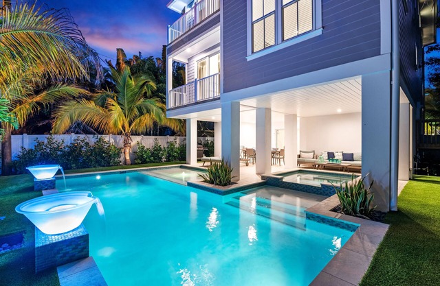 Benny's Bungalow | Huge 7BR New Construction, Private Heated Pool, Walk to Beach and Pier!