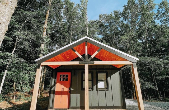 Cabin #10: One bedroom with kitchenette and a large gravel parking pad beside the cabin for easy boat or trailer storage.