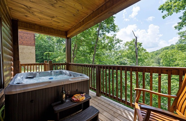 Classic Log Cabin w/Foliage Views Pool,Tub,Dogs!