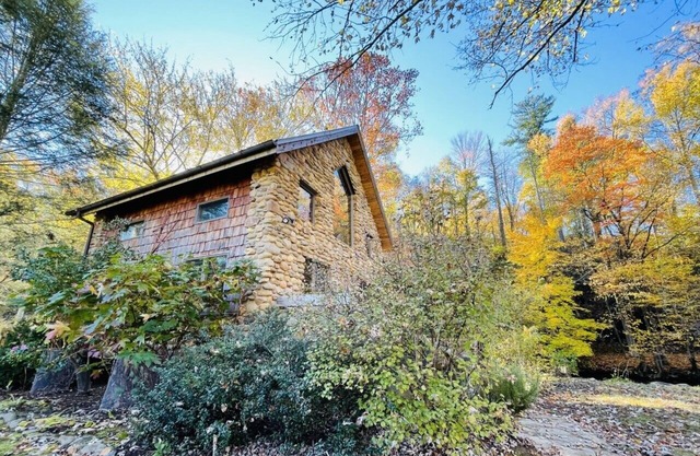 Creekside Post & Beam Stone Cottage, Hot Tub, Outdoor Shower, Gas Fireplace! D/T
